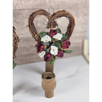 Vintage Grapevine Heart Wall Sconces Set of 2 Rustic Floral Candle Holders