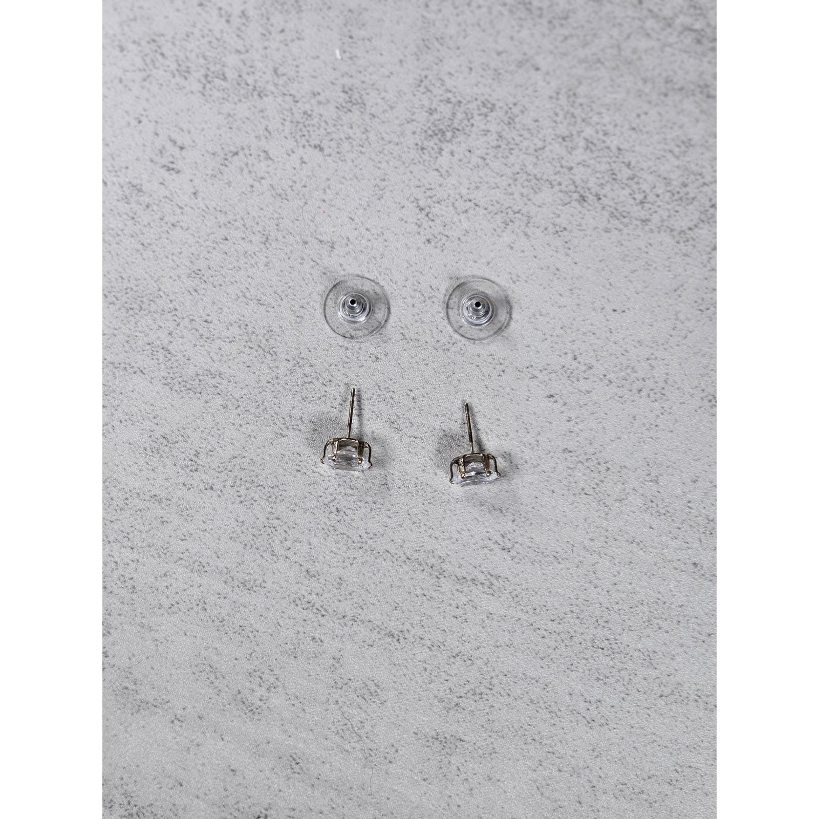 Vintage Oval Clear Rhinestone Stud Earrings Gold Tone