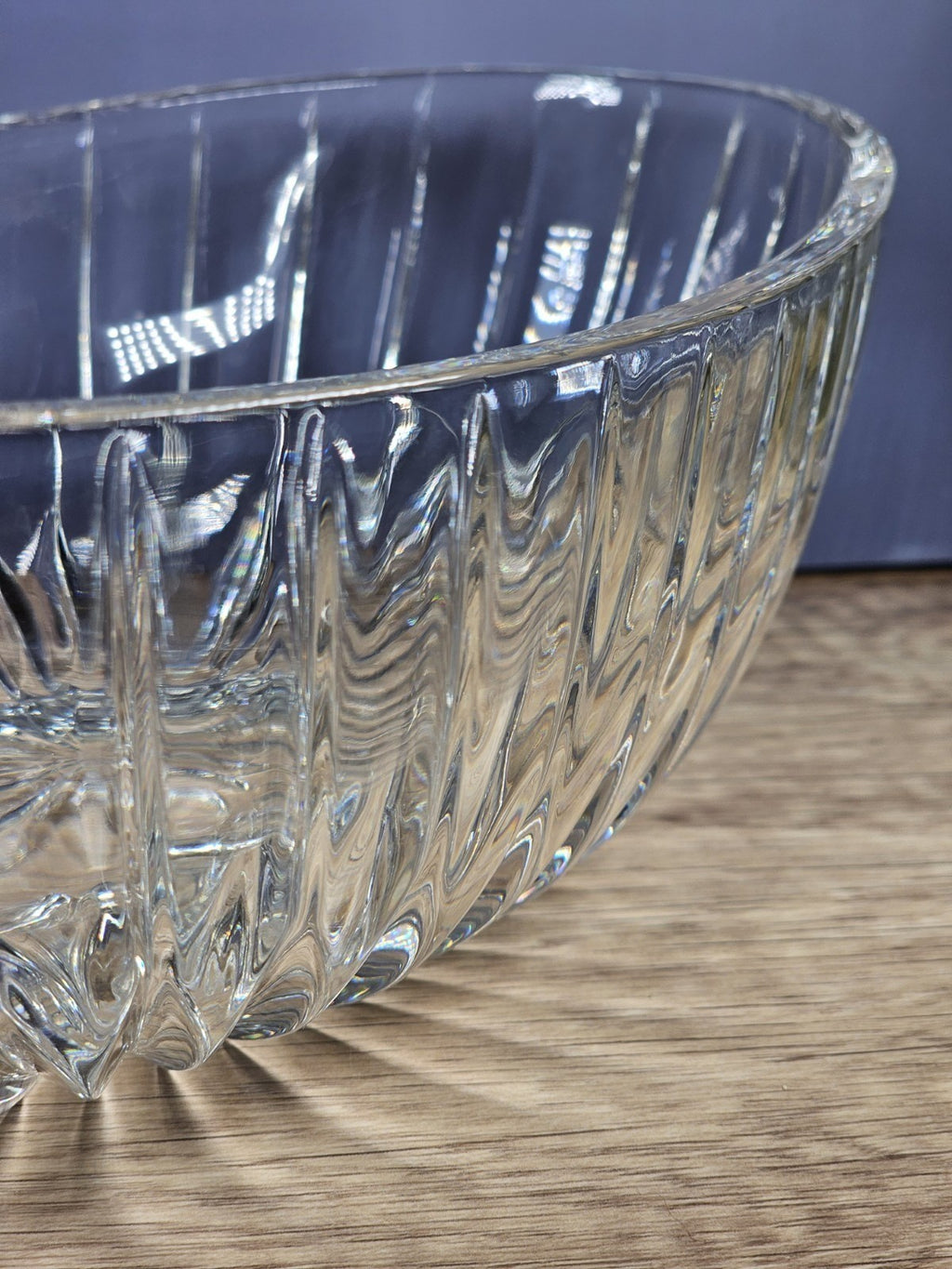 Vintage Cut Crystal Starburst Design Oval Candy Bowl