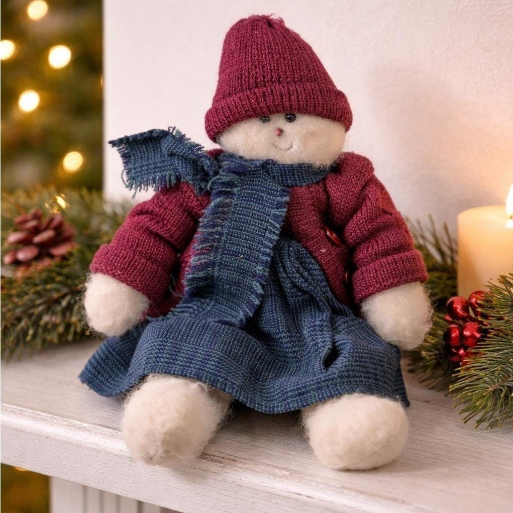 Vintage Snowman Plush Figure Crazy Mountain Imports 11 Inch