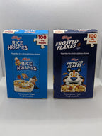 Lot of 2 Kelloggs Cereal Mini Box Puzzles Frosted Flakes & Rice Krispies 100 pcs