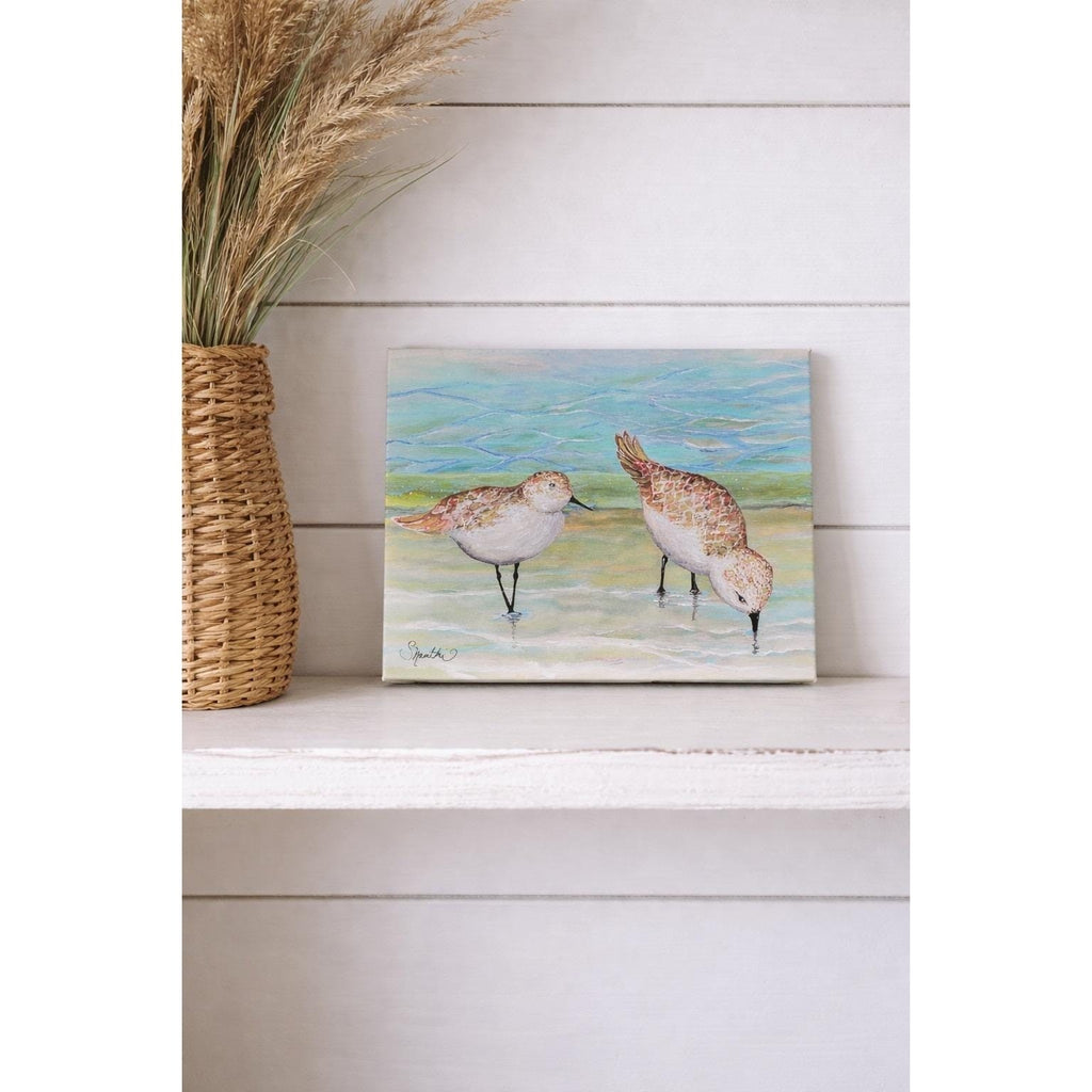 Original Signed Sandpiper Acrylic Painting Coastal Bird Canvas Art