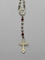 White and Red Beaded Childrens Rosary