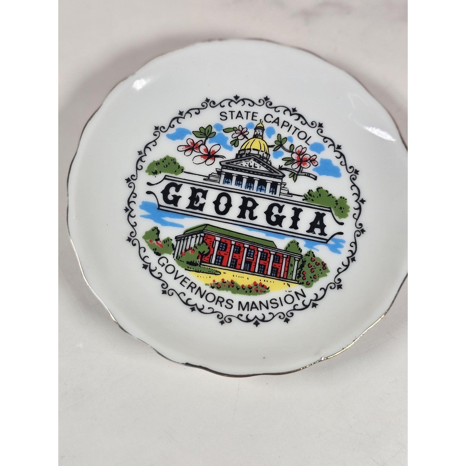 Vintage Georgia Souvenir Plate Mini Capitol Governor Mansion 3.5"