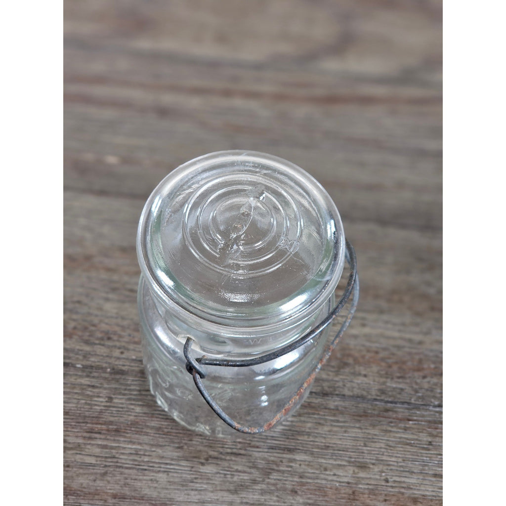 Vintage Ball Ideal Mason Jar 1 Pint Wire Bail Lid 5x3 Glass Jar