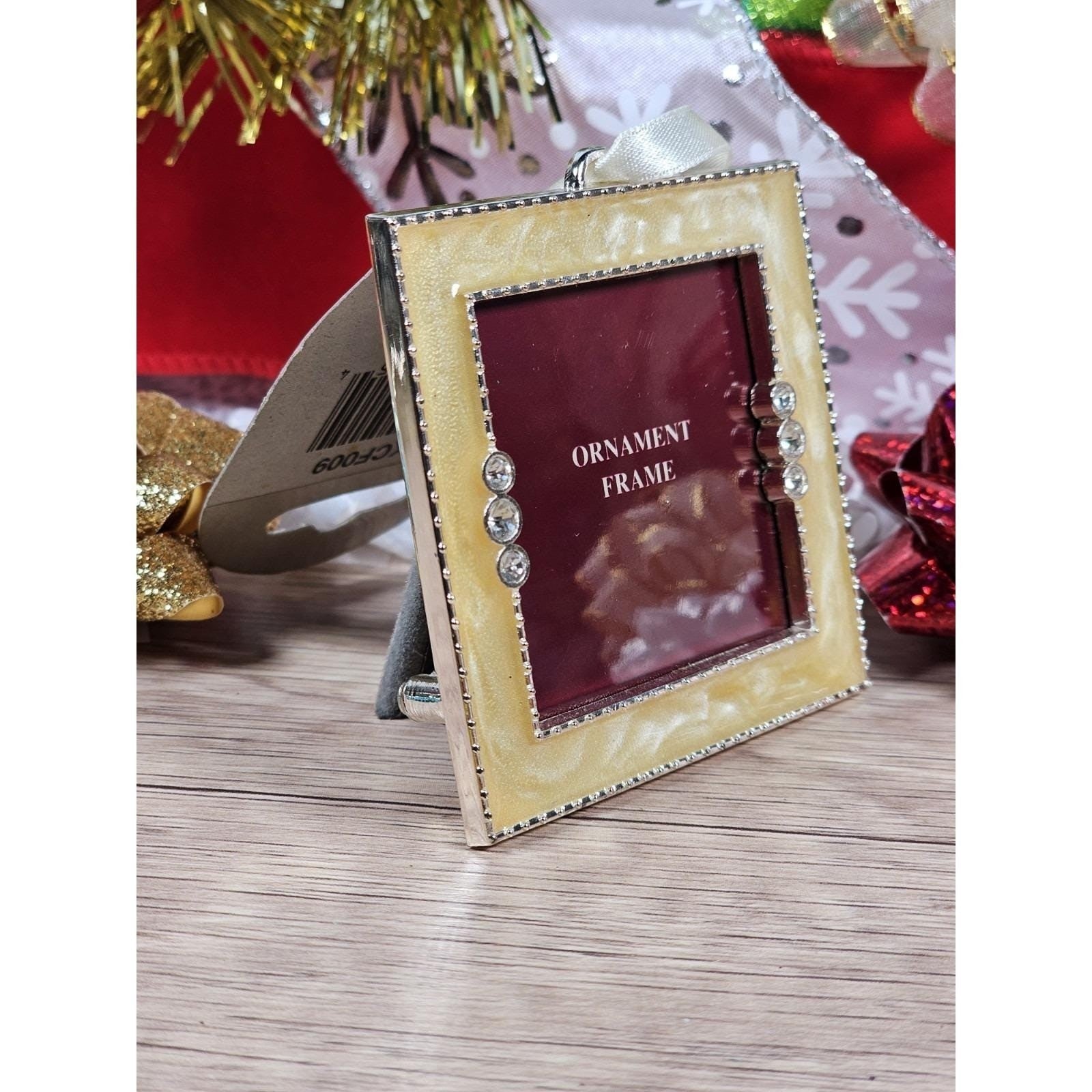 Gold Rhinestone Photo Frame Ornament Square Christmas Decor