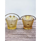 Vintage Hazel Atlas Mini Glass Coal Bucket Set of 2 Toothpick Holders