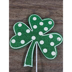 Set of 4 Green Polka Dot Clover Sprays 19" Glitter St Patrick Picks