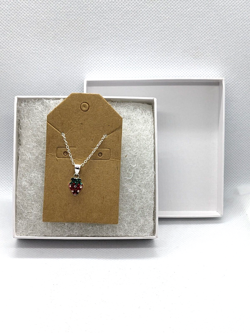 925 Sterling Silver Strawberry Pendant on a 16" silver chain