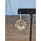 Textured Silver-Tone Floral Heart Dangle Earrings Vintage Style
