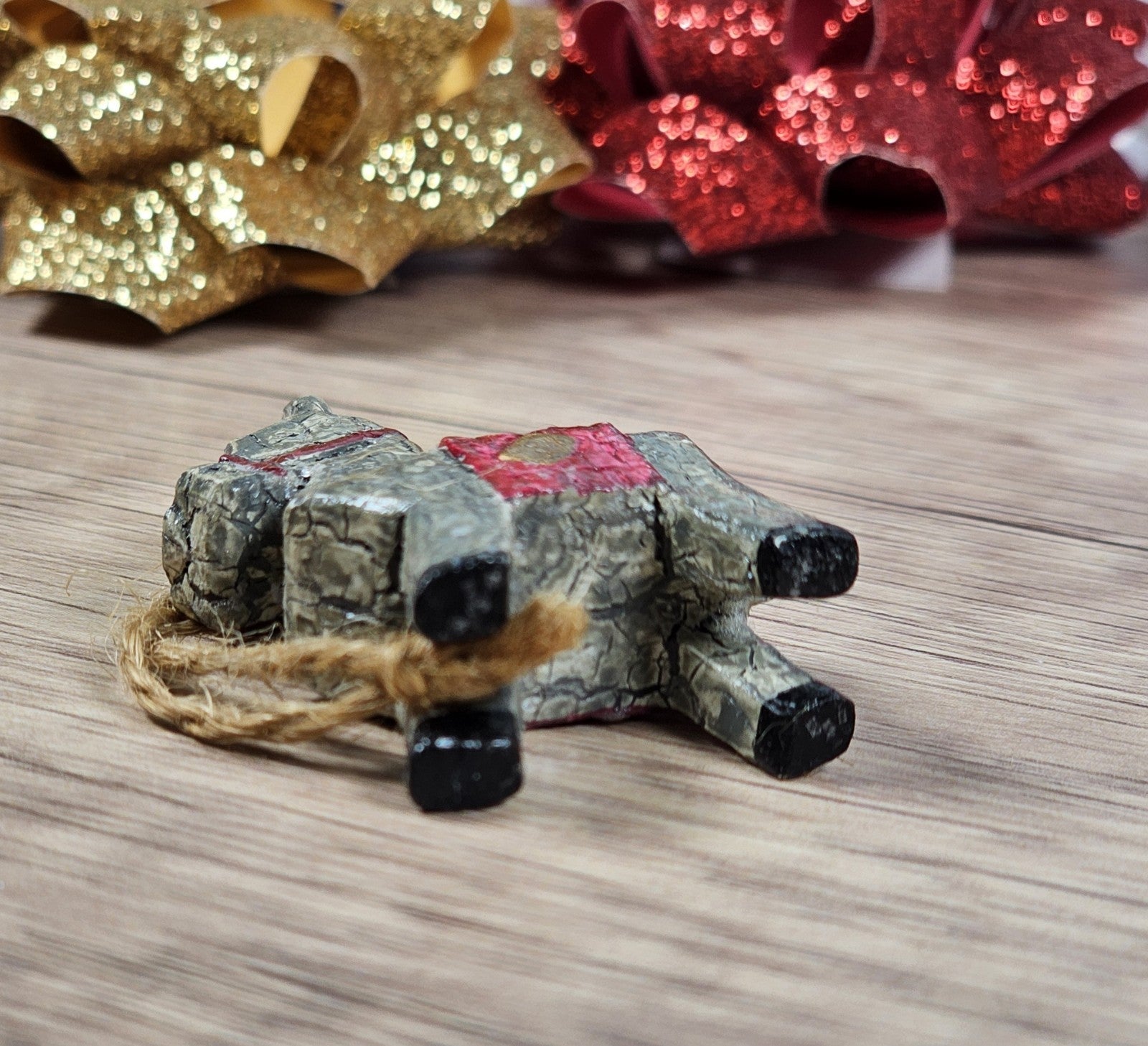 Set of 3 Small Nativity Wiseman Sheep and Horse Christmas Ornaments Miniature