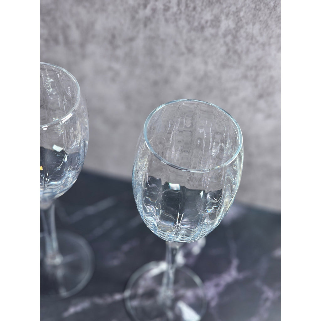 Vintage Crystal Fantasy Ribbed Water Goblets Set of 2 Glasses 7.5