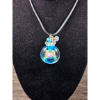 Glass Bottle Pendant Necklace Blue Floral Cork Vial Charm Necklace