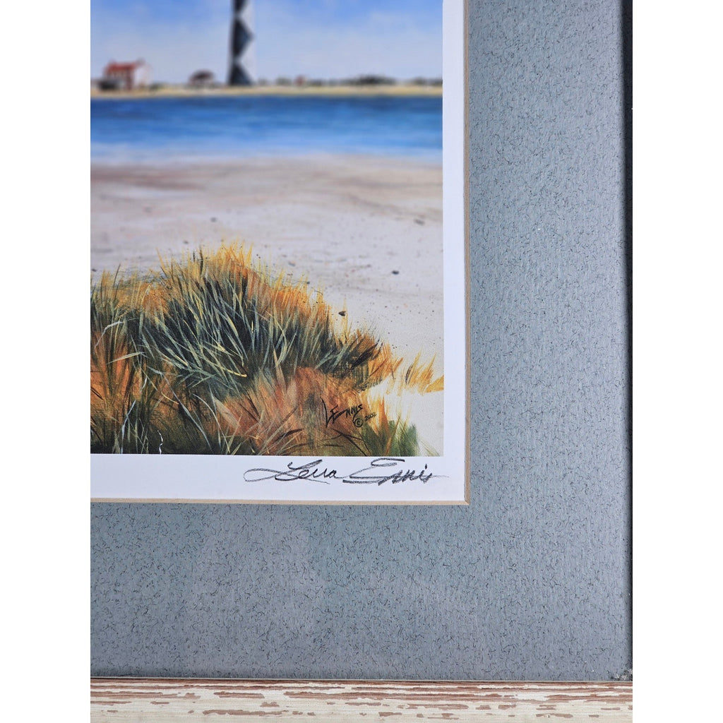 Framed Coastal Lighthouse Print End of Summer Lena Dennis Beach Art