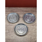Vintage Aluminum Coaster Set of 3 Embossed D Monogram 3 3/8 Inch
