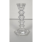 Vintage Faceted Crystal Candlestick Holder Hexagonal Base 5 Inch