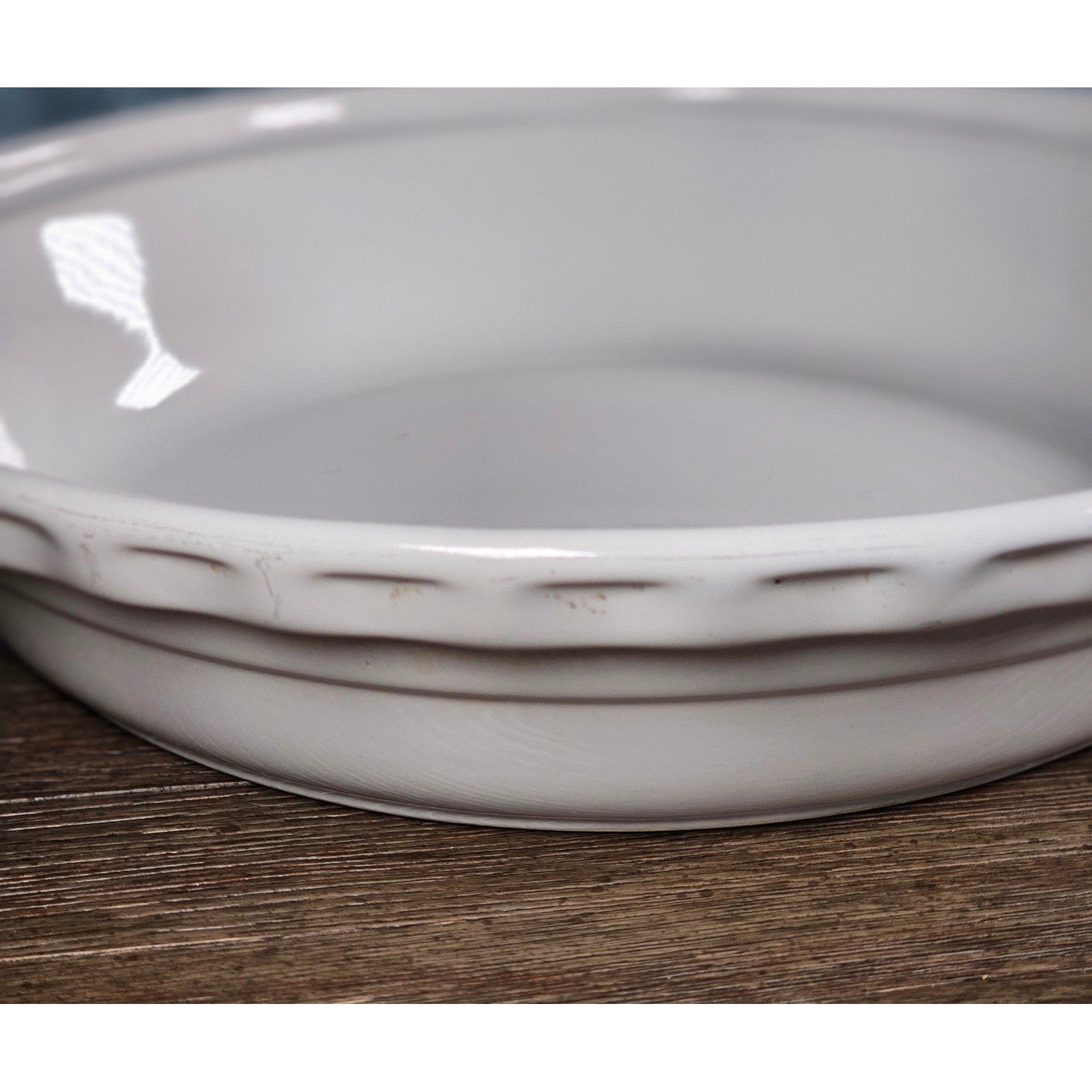 Vintage Chantal White Ceramic Pie Plate 11 Inch Fluted Rim Oven Safe