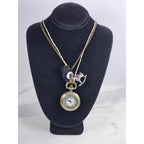 Vintage Pocket Watch Necklace Long Chain Eiffel Tower Charm Quartz