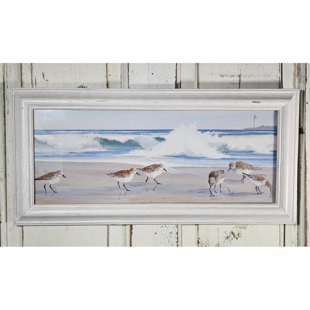 Jacqueline Penney Coastal Shorebirds Lighthouse Framed Art Signed