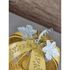 Yellow Metal Pumpkin Lantern with Leaf Cutouts | Fall Decor | Candle Holder