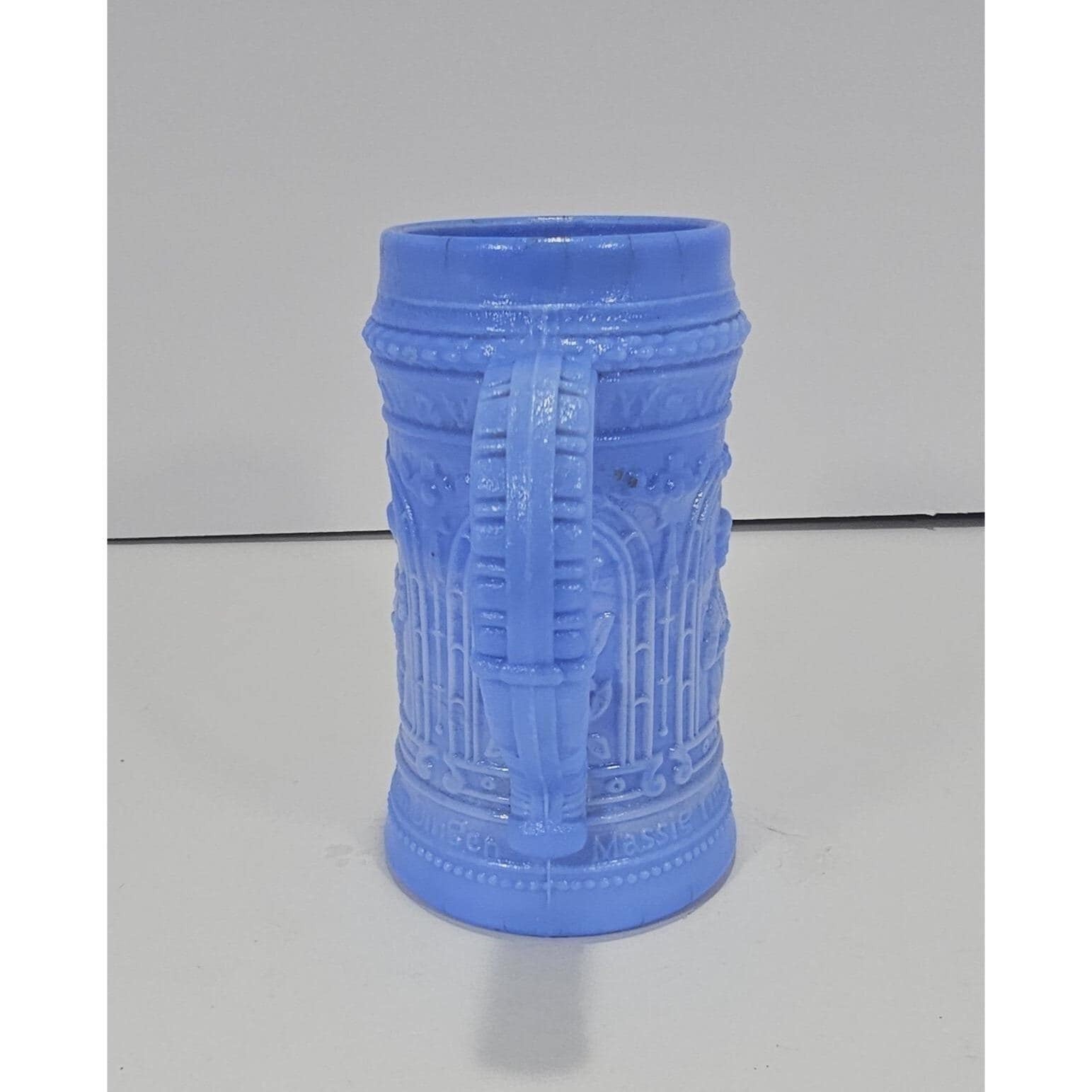 Westmoreland Blue Glass Stein Medieval Knight Relief Mug