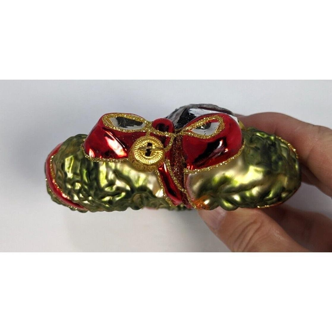 Vintage Hand Blown Glass Bird Wreath Christmas Ornament