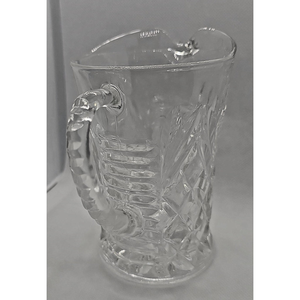 Vintage 5" Tall Anchor Hocking Pressed Pineapple Glass Creamer Pitcher 1960s