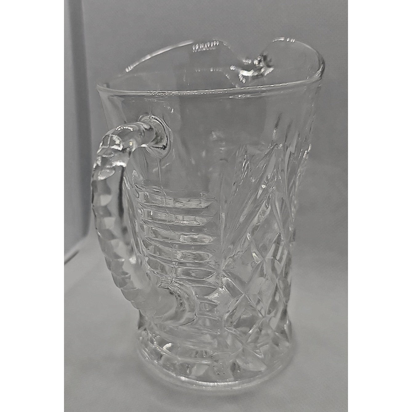 Vintage 5" Tall Anchor Hocking Pressed Pineapple Glass Creamer Pitcher 1960s
