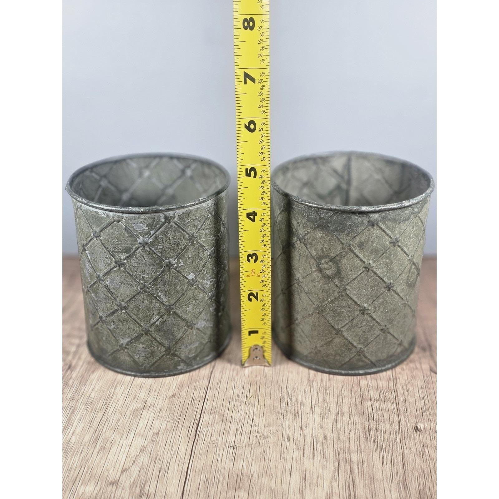 Vintage Galvanized Candle Holders Set of 2 Rustic Farmhouse Decor