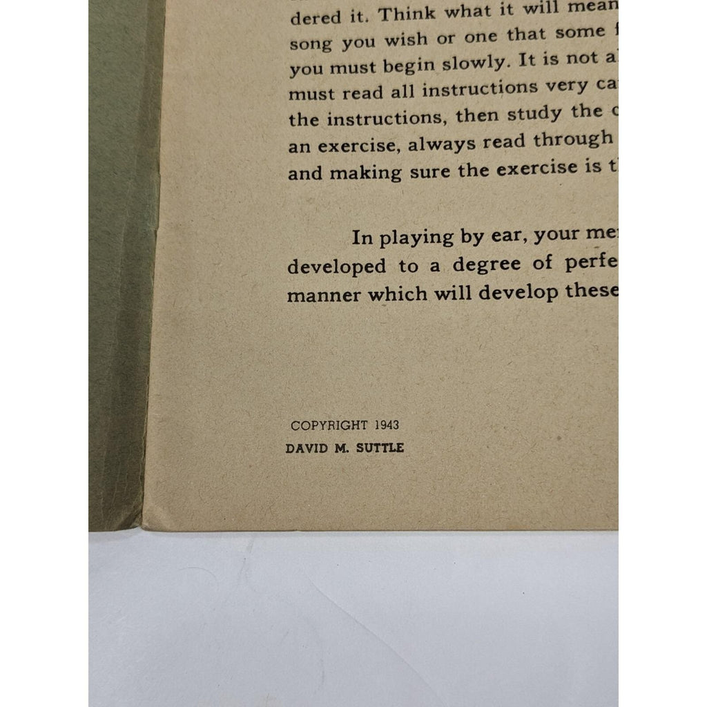 Music Is Fun for Everyone Piano Book 1943  David Suttle By Ear Method
