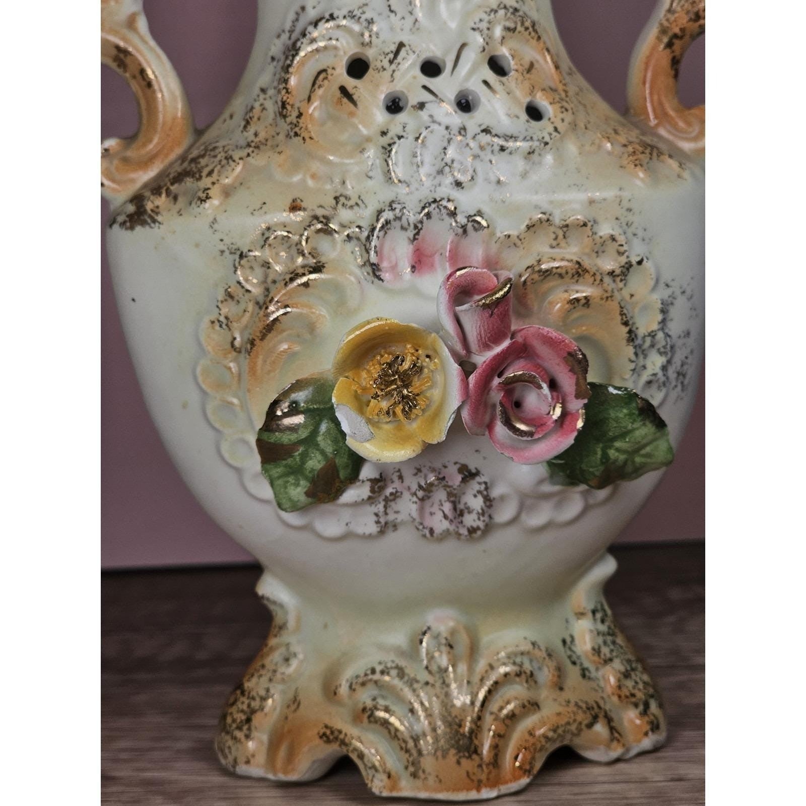 Vintage 1940s Chase Japan Floral Vase Pair