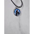 Vintage Madonna Pendant Necklace Lightweight Silver Tone Religious