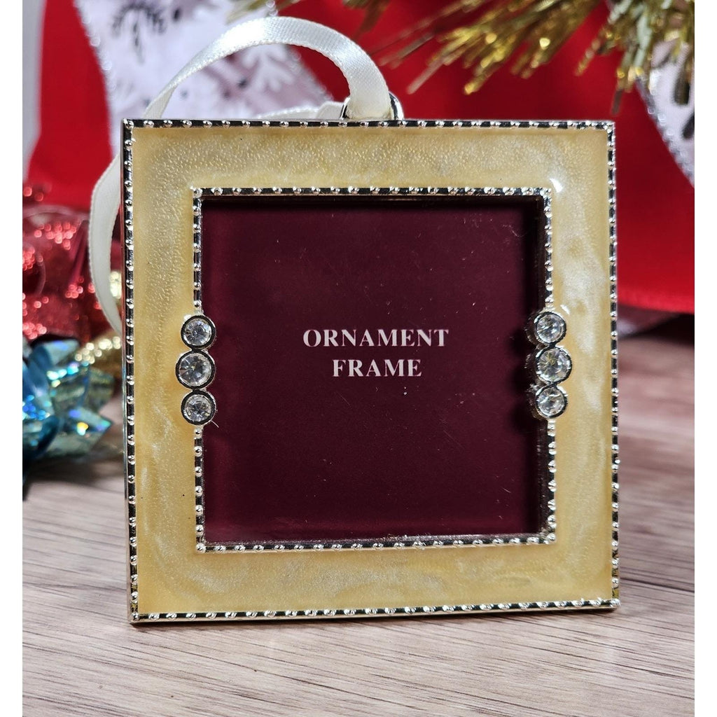 Gold Rhinestone Photo Frame Ornament Square Christmas Decor