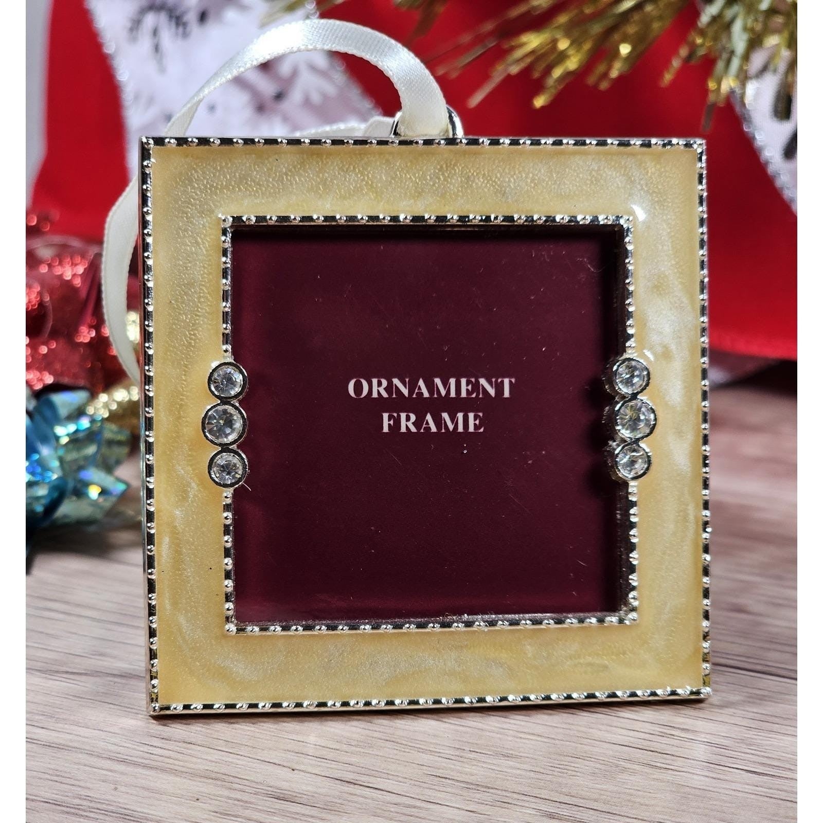 Gold Rhinestone Photo Frame Ornament Square Christmas Decor