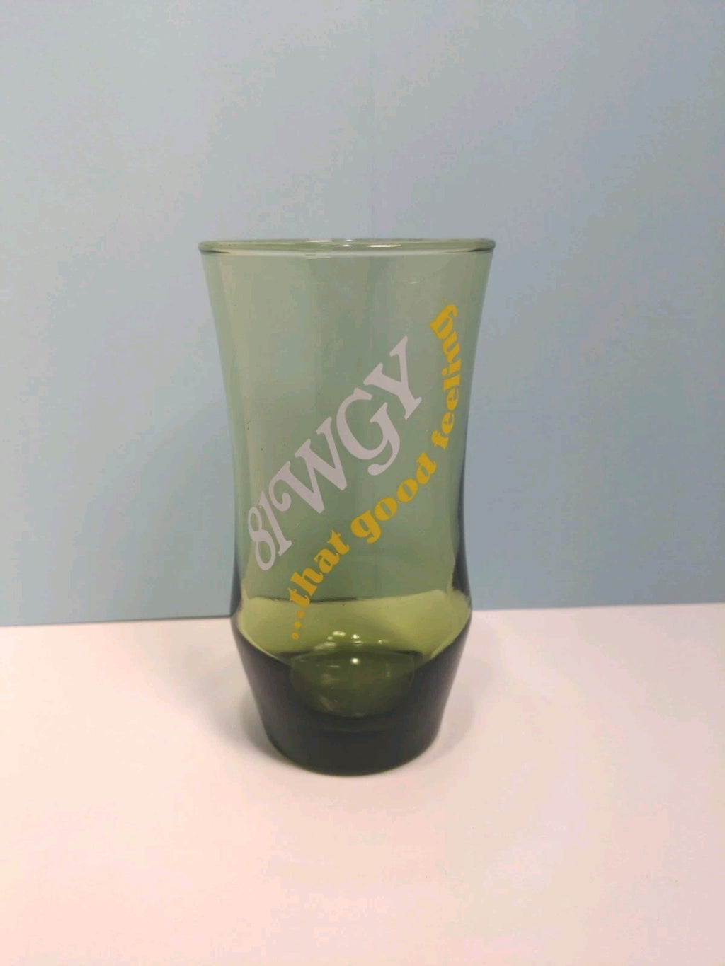 Vintage Libbey Green Tint 81WGY That Good Feeling Drinking Glass 