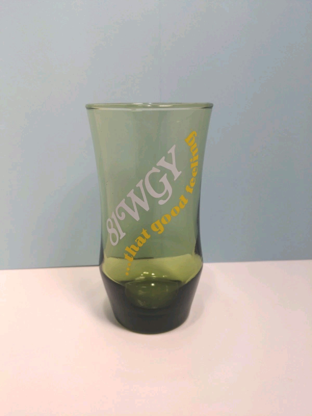 Vintage Libbey Green Tint 81WGY That Good Feeling Drinking Glass 