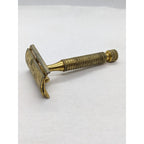 Vintage STAR Gold Tone Safety Razor Textured Handle