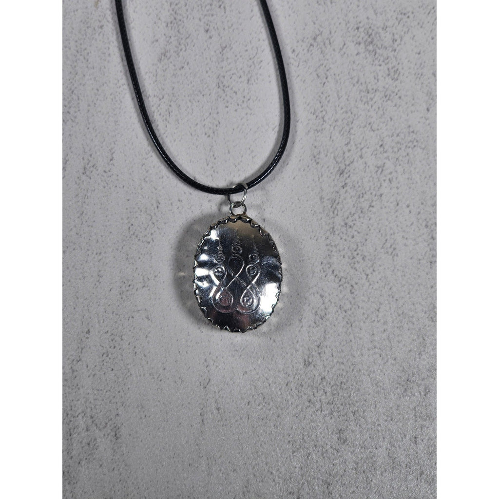 Vintage Buddhist Pendant Necklace Guanyin Lotus Oval Medallion