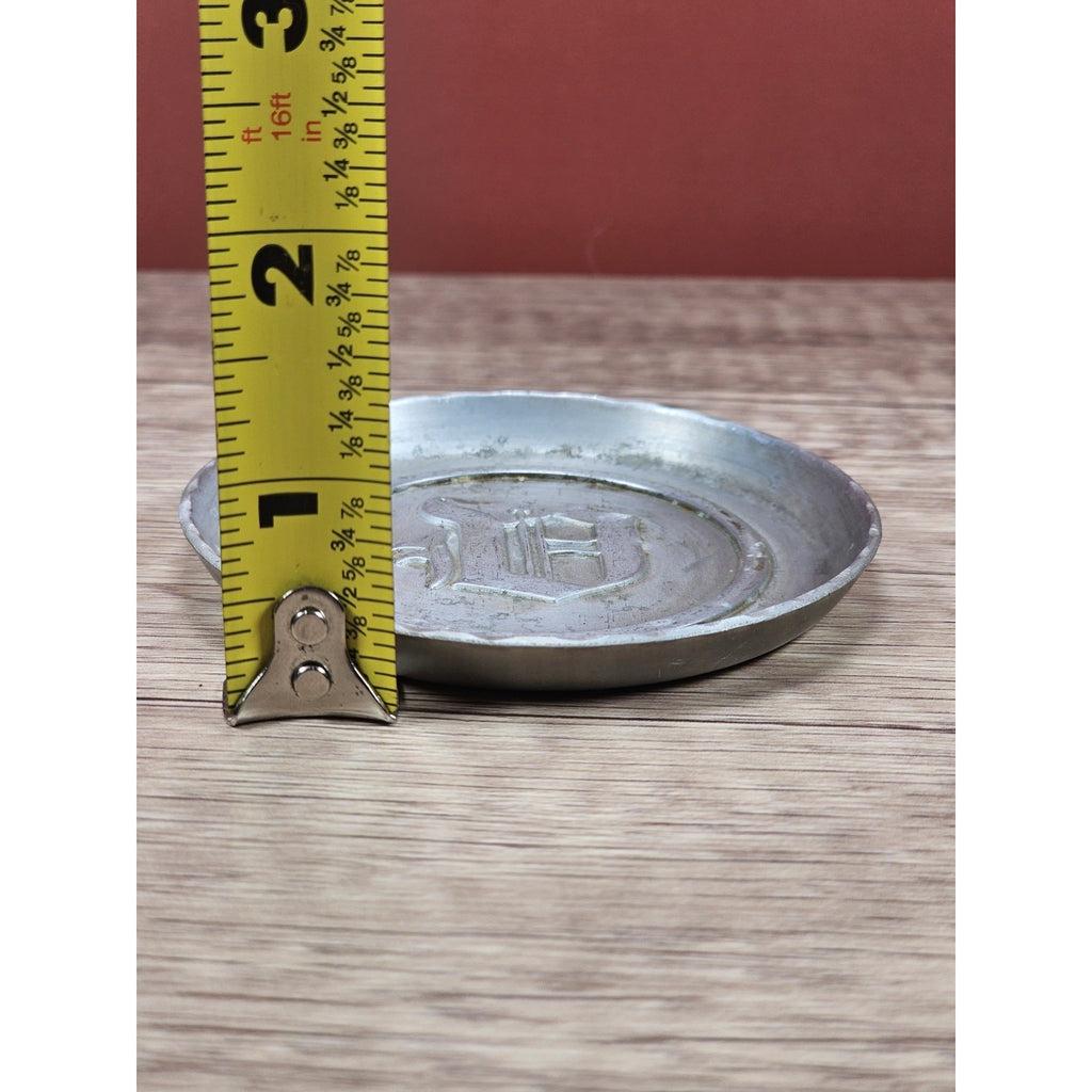 Vintage Aluminum Coaster Set of 3 Embossed D Monogram 3 3/8 Inch