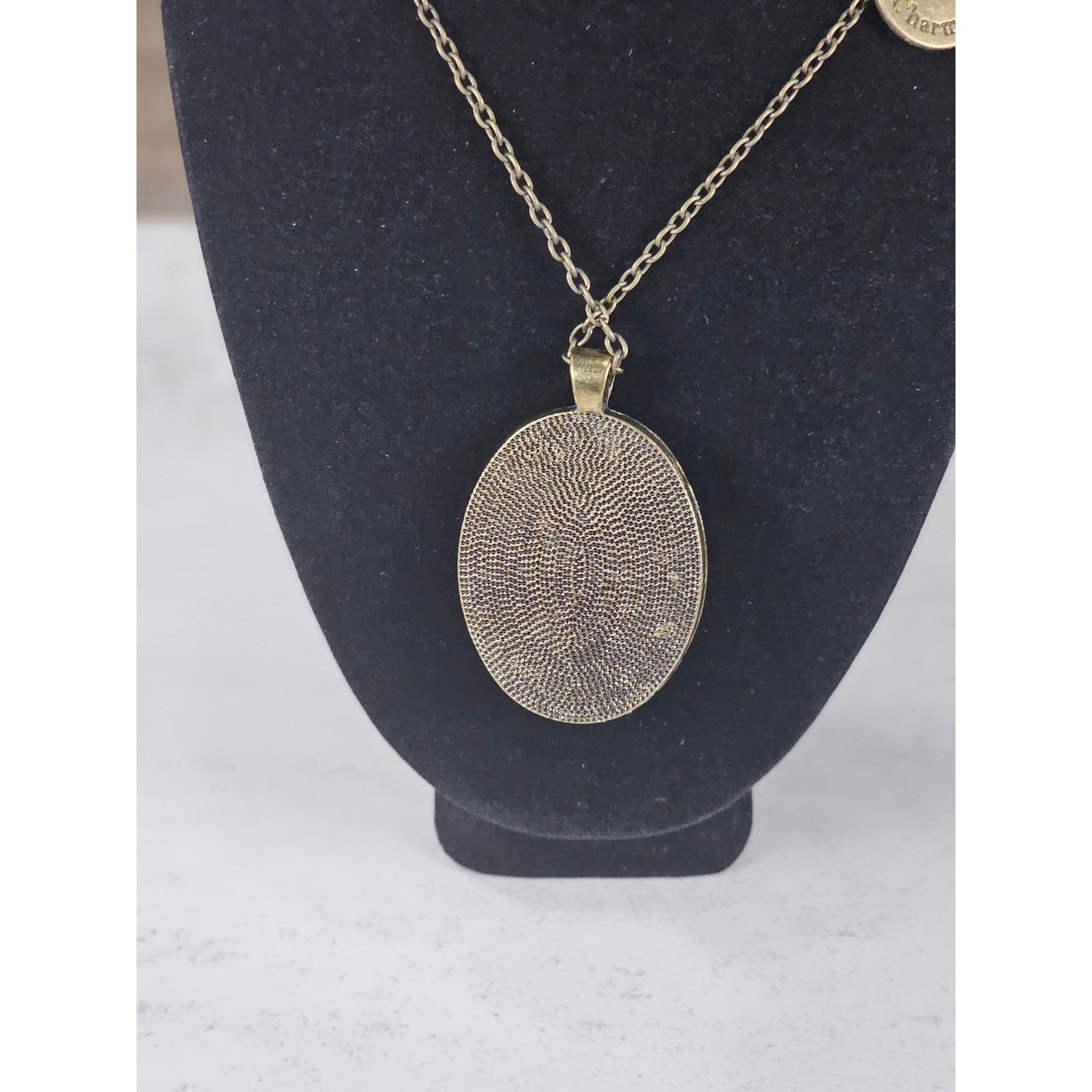 Vintage Libra Zodiac Pendant Necklace Orange Cabochon Charmine
