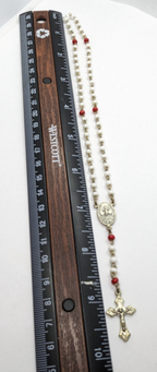White and Red Beaded Childrens Rosary