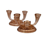 Vintage Heisey Peach Depression Glass Double Candelabras Pair