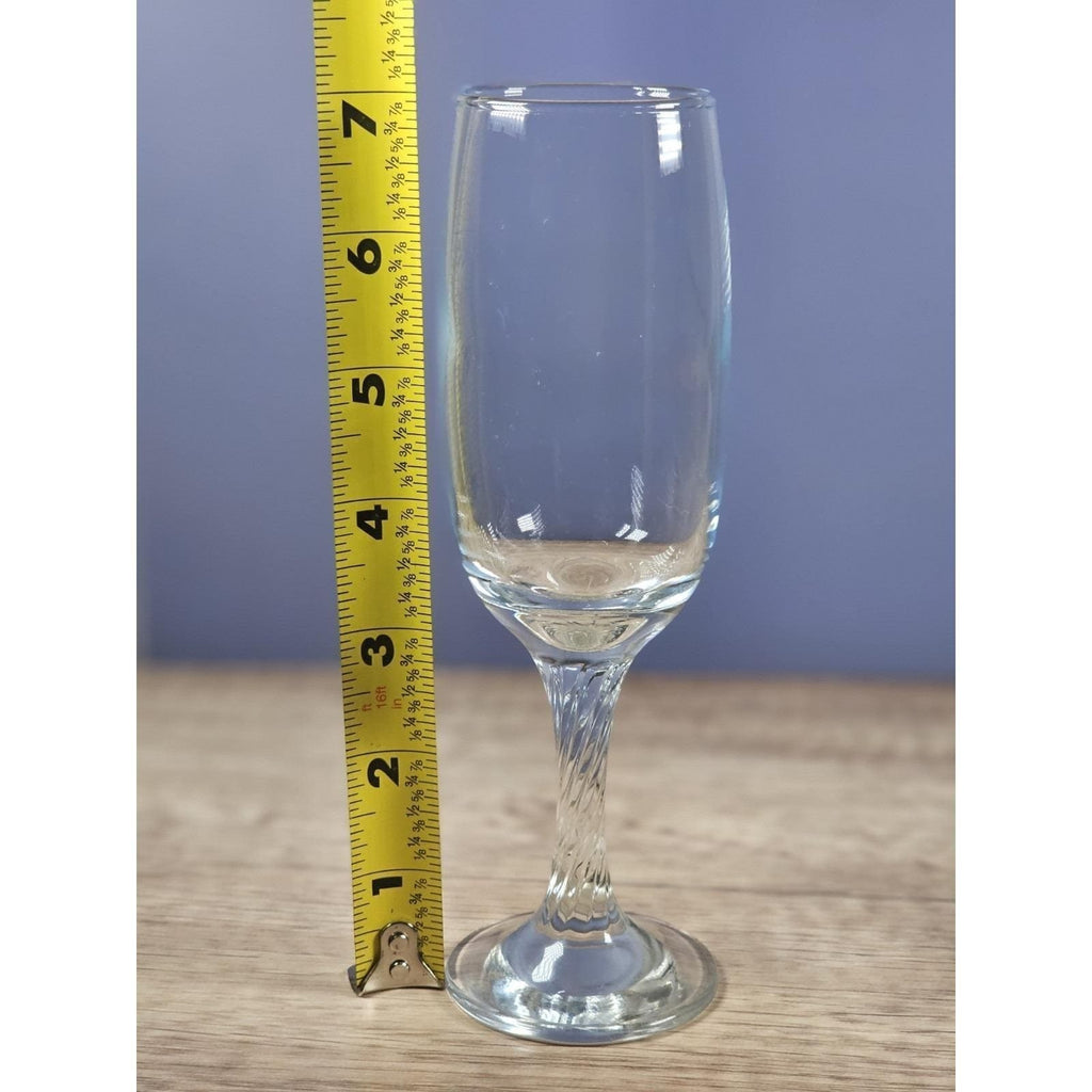 Vintage Champagne Flute Twisted Stem Clear Glass Fluted Bowl Barware