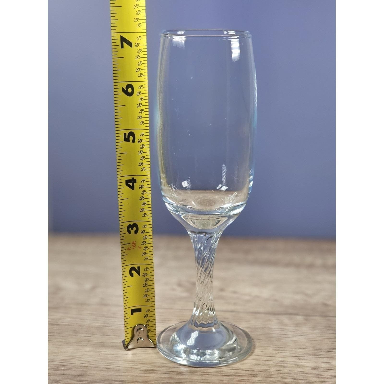 Vintage Champagne Flute Twisted Stem Clear Glass Fluted Bowl Barware