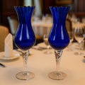 Vintage Blue Optic Swirl Wine Goblets Set of 2 Tall Twisted Stem Glass