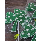 Set of 4 Green Polka Dot Clover Sprays 19" Glitter St Patrick Picks