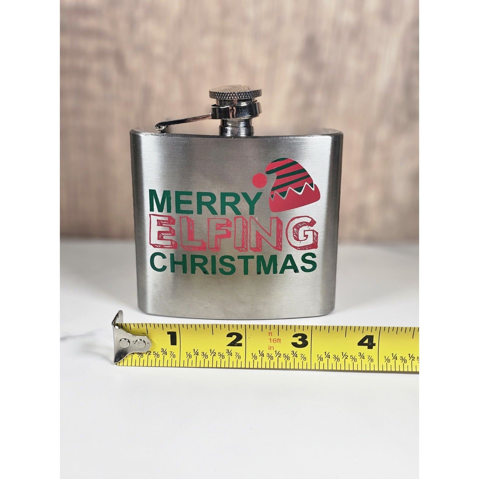 Stainless Steel 5oz Merry Elfing Christmas Flask