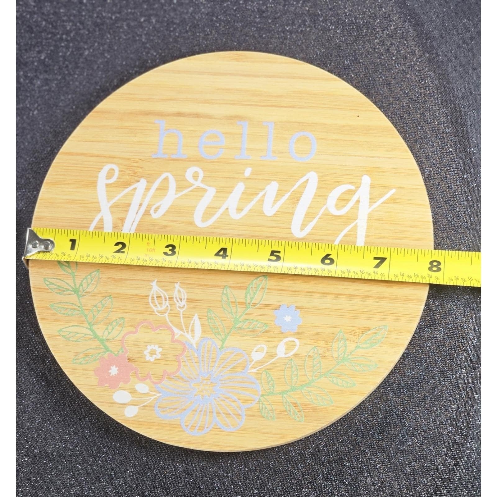 Vintage Bamboo Trivet Set Hello Spring Fresh Flowers Farmhouse Kitchen Decor