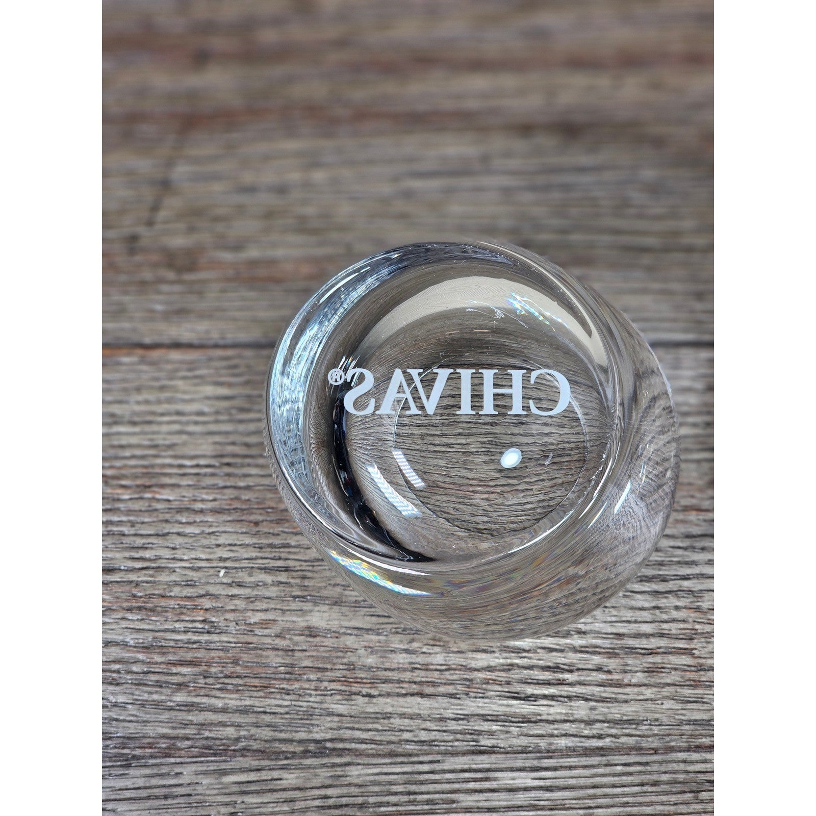 Set of 2 Chivas Etched Rocks Glasses 3.5 x 3 Inch Whisky Tumblers