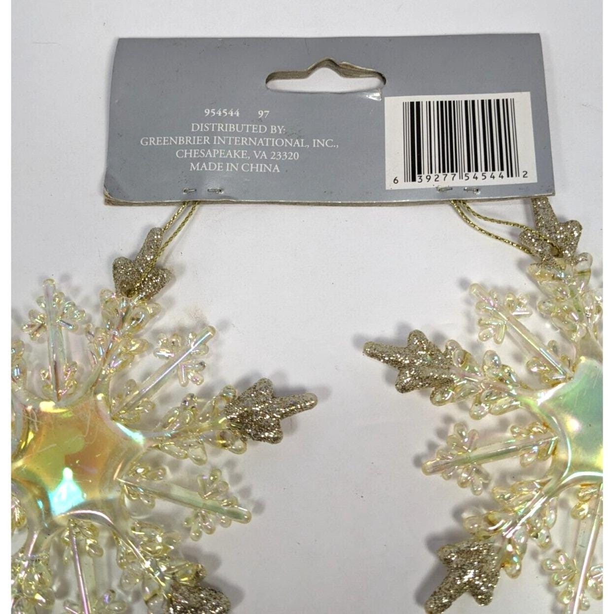 Snowflake Ornaments Set Prismatic Glitter 4 Inch Plastic